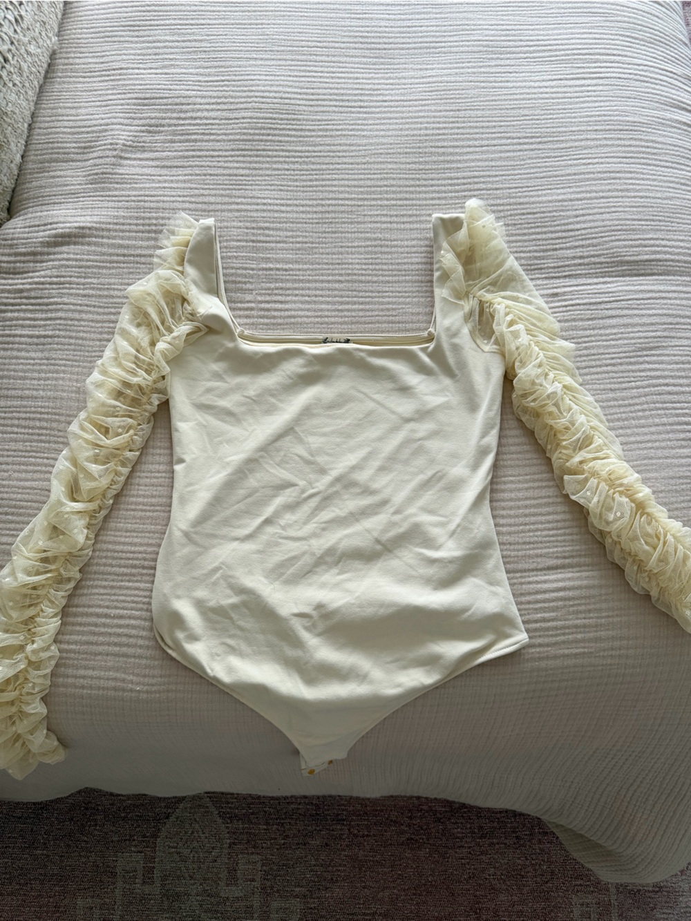 Ivory One-Shoulder Ruffle-Sleeve Top